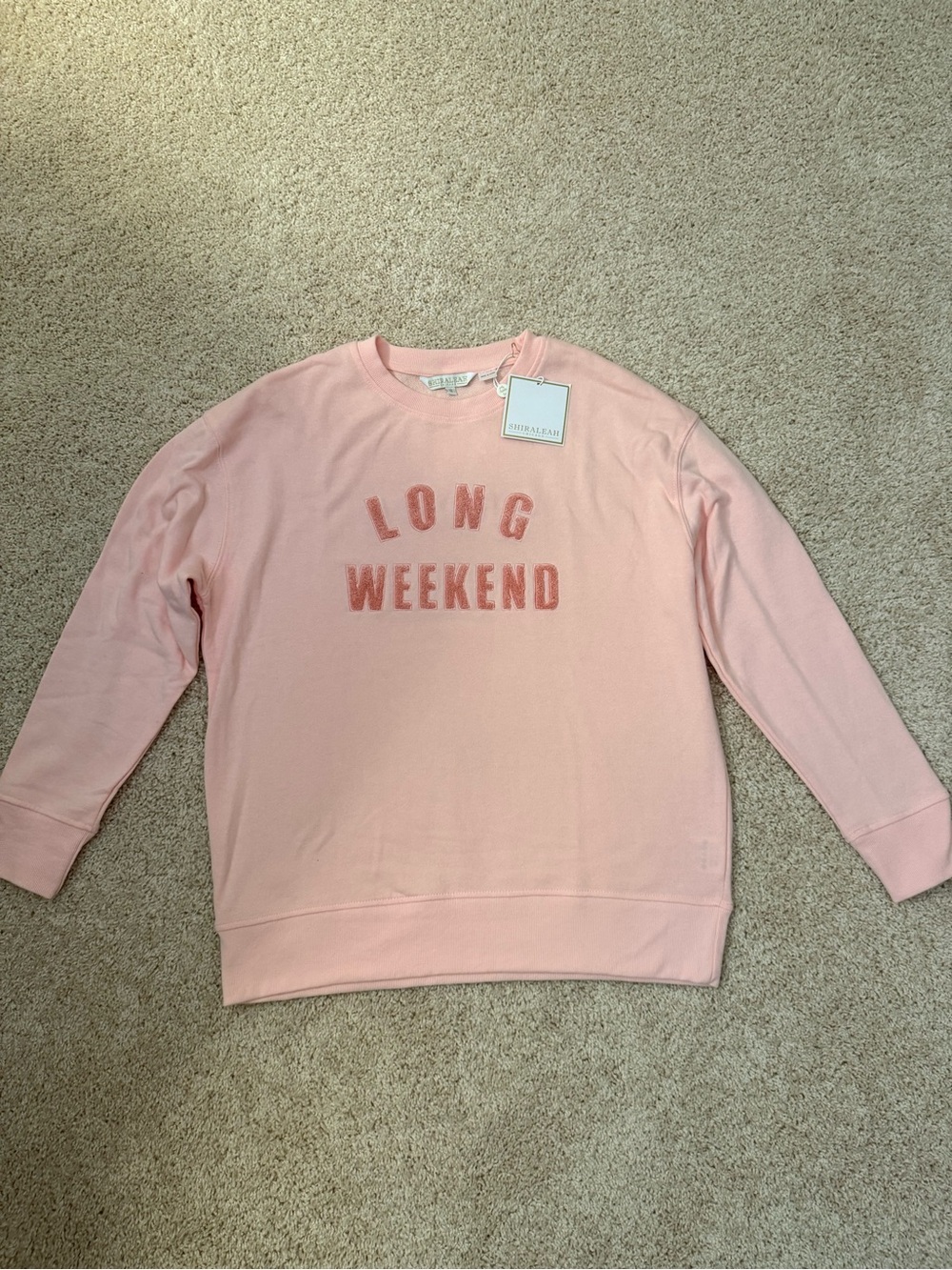 'Long Weekend' Pink Crewneck Sweatshirt